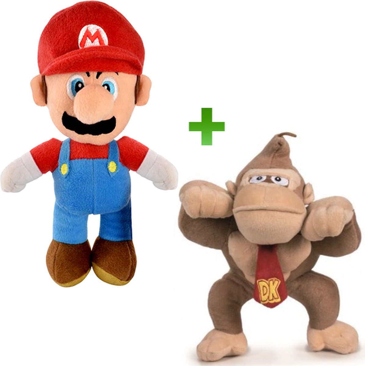 Super Mario Pluche Knuffel 30 cm + Donkey Kong Pluche Knuffel 30 cm {Nintendo Plush Toy | Speelgoed knuffelpop voor kinderen jongens meisjes | Mario, Luigi, Toad, Donkey Kong, Yoshi, Bowser, Peach}